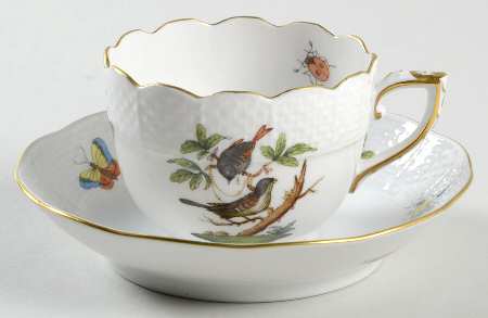 Rothschild Bird (RO) Flat Demitasse Cup & Saucer Set