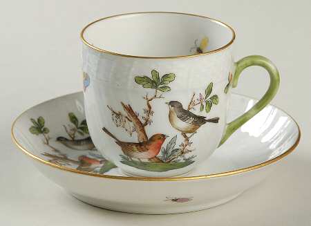 Rothschild Bird (RO) Flat Demitasse Cup & Saucer Set