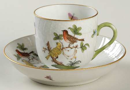Rothschild Bird (RO) Flat Demitasse Cup & Saucer Set