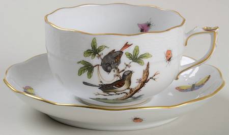 Rothschild Bird (RO) Flat Cup & Saucer Set