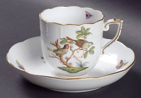 Rothschild Bird (RO) Chocolate Cup & Saucer Set by Herend
