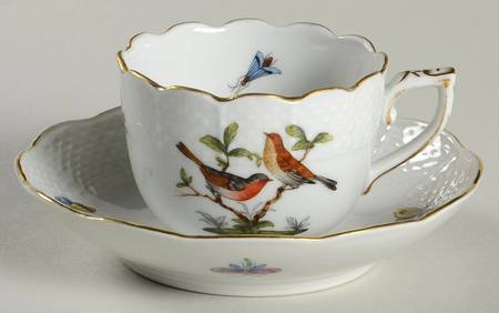 Rothschild Bird (RO) Flat Demitasse Cup & Saucer Set