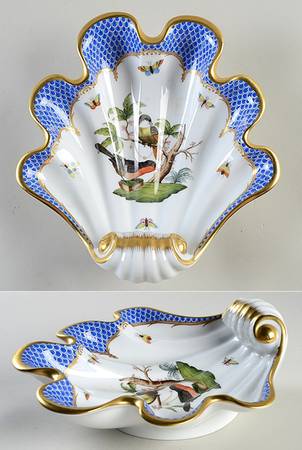 Rothschild Bird Blue Border (ROE ROEB) 9" Shell Shaped Dish