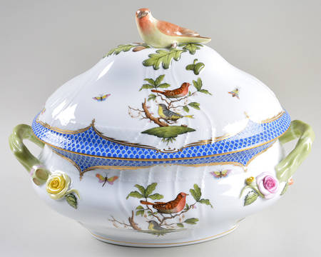 Rothschild Bird Blue Border (ROE ROEB) Tureen &  Lid