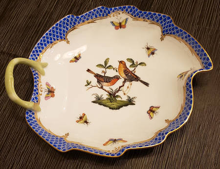 Rothschild Bird Blue Border (ROE ROEB) 7" Leaf Dish