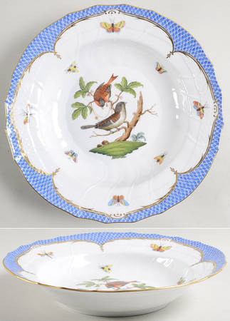 Rothschild Bird Blue Border (ROE ROEB) Large Rim Soup Bowl
