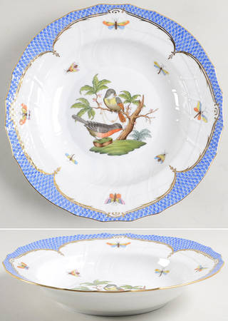 Rothschild Bird Blue Border (ROE ROEB) Large Rim Soup Bowl
