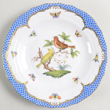 Rothschild Bird Blue Border (ROE ROEB) Dessert/Pie Plate