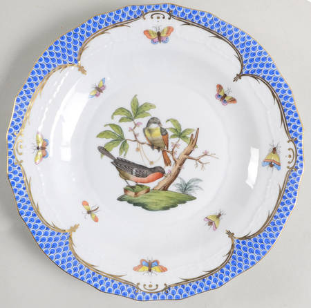 Rothschild Bird Blue Border (ROE ROEB) Dessert/Pie Plate