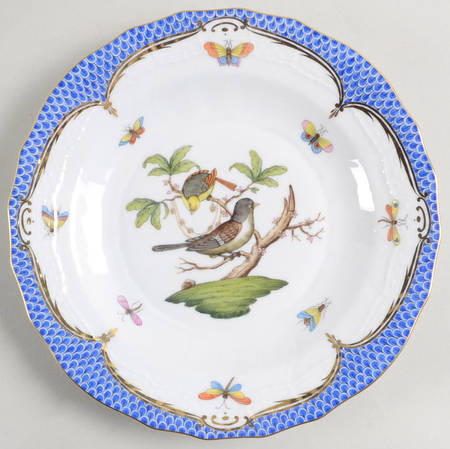 Rothschild Bird Blue Border (ROE ROEB) Dessert/Pie Plate