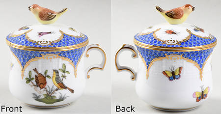 Rothschild Bird Blue Border (ROE ROEB) Pot de Creme (2 Pc)-Lid & Base