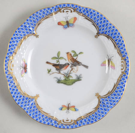 Rothschild Bird Blue Border (ROE ROEB) Bread & Butter Plate