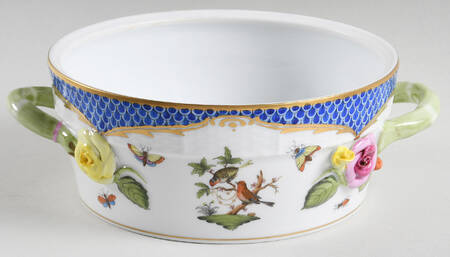 Rothschild Bird Blue Border (ROE ROEB) Small Round Vegetable No Lid