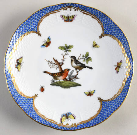 Rothschild Bird Blue Border (ROE ROEB) Dessert/Pie Plate