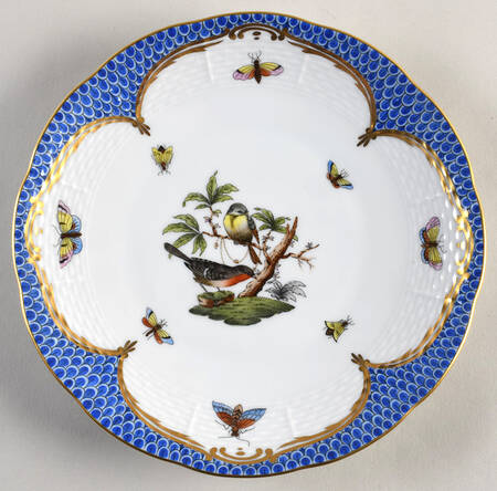 Rothschild Bird Blue Border (ROE ROEB) Dessert/Pie Plate