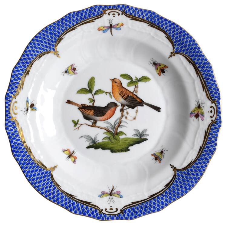 Rothschild Bird Blue Border (ROE ROEB) Dessert/Pie Plate
