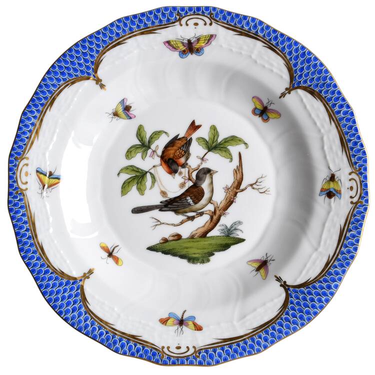 Rothschild Bird Blue Border (ROE ROEB) Dessert/Pie Plate