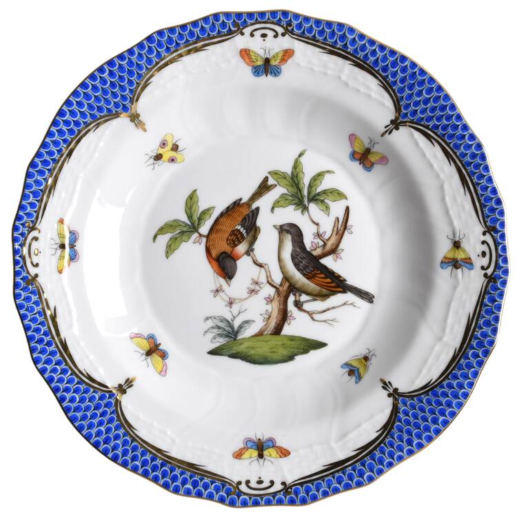 Rothschild Bird Blue Border (ROE ROEB) Dessert/Pie Plate