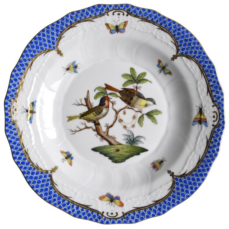 Rothschild Bird Blue Border (ROE ROEB) Dessert/Pie Plate