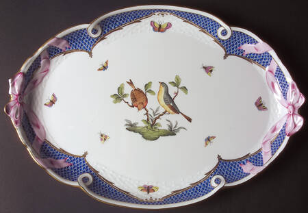 Rothschild Bird Blue Border (ROE ROEB) 15" Oval Tray