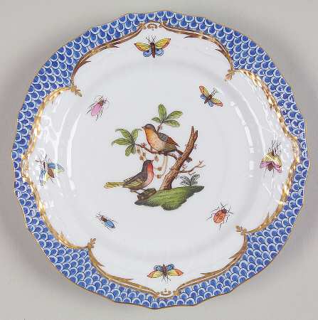 Rothschild Bird Blue Border (ROE ROEB) Bread & Butter Plate