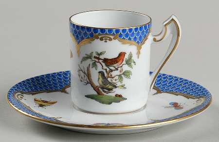Rothschild Bird Blue Border (ROE ROEB) Flat Demitasse Cup & Saucer Set