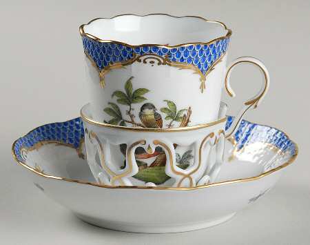 Rothschild Bird Blue Border (ROE ROEB) Trembleuse Cup & Saucer Set