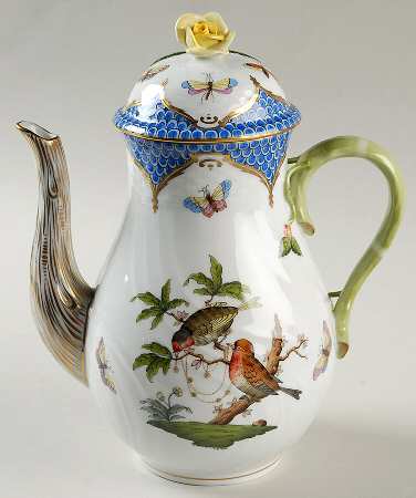Rothschild Bird Blue Border (ROE ROEB) Coffee Pot & Lid