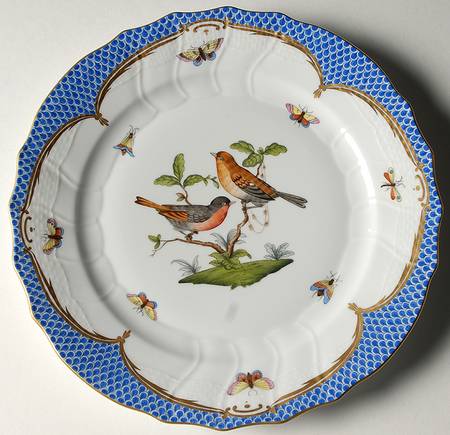 Rothschild Bird Blue Border (ROE ROEB) Dinner Plate