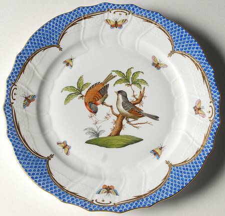 Rothschild Bird Blue Border (ROE ROEB) Dinner Plate