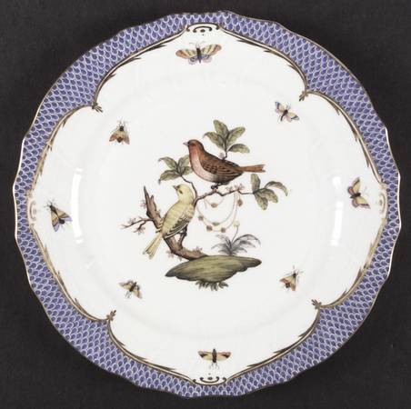 Rothschild Bird Blue Border (ROE ROEB) Dinner Plate