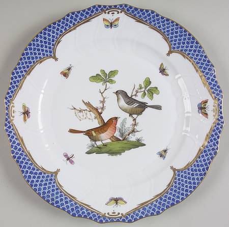 Rothschild Bird Blue Border (ROE ROEB) Dinner Plate