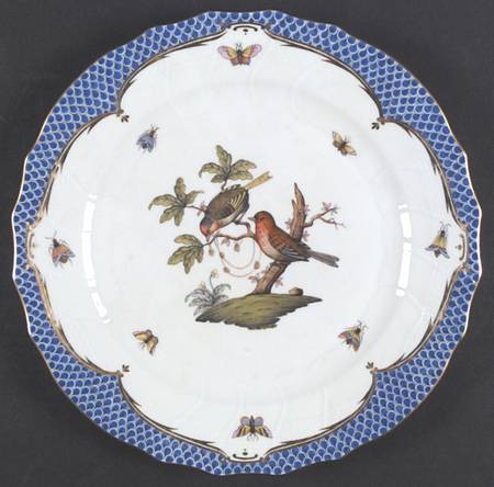 Rothschild Bird Blue Border (ROE ROEB) Dinner Plate