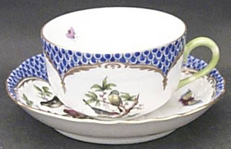 Rothschild Bird Blue Border (ROE ROEB) Flat Cup & Saucer Set