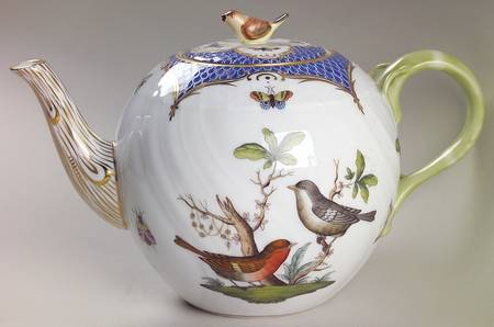 Rothschild Bird Blue Border (ROE ROEB) Teapot & Lid