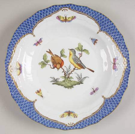 Rothschild Bird Blue Border (ROE ROEB) Dessert/Pie Plate