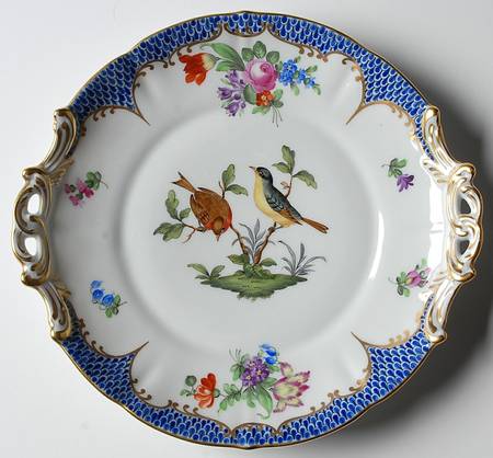 Rothschild Bird Blue Border (ROE ROEB) 8" Round Handled Dish
