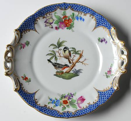 Rothschild Bird Blue Border (ROE ROEB) 8" Round Handled Dish