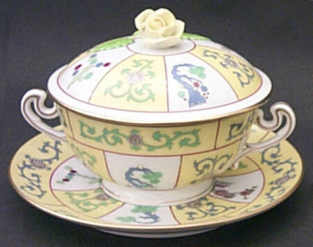 Yellow Dynasty (SJ) Cream Soup Bowl & Saucer Set with Lid