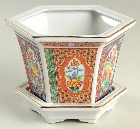 Imari 3" Flower Pot & Underplate