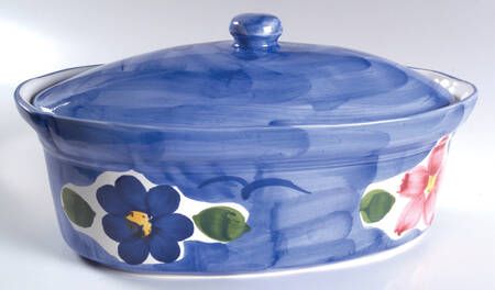 Indigo 3 Quart Oval Covered Casserole by Himark