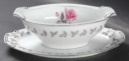 American Rose Gravy Boat with Attached Underplate