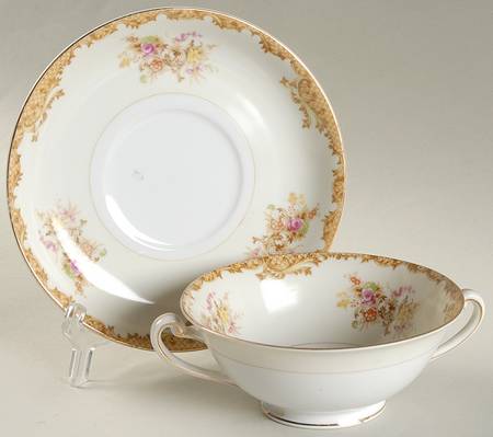 HIR16 Footed Cream Soup Bowl & Saucer Set