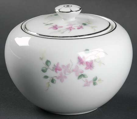 Pink Vine Sugar Bowl & Lid