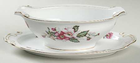 Prairie Rose Gravy Boat with Attached Underplate