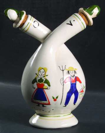 American Provincial Attached Oil and Vinegar Set with Stoppers