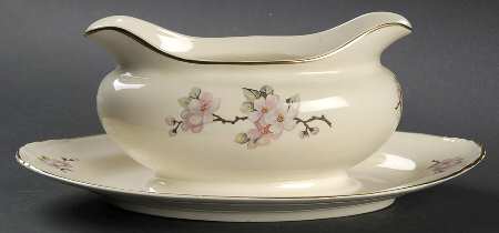 Apple Blossom Gravy Boat with Attached Underplate