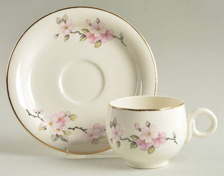 Apple Blossom Flat Demitasse Cup & Saucer Set