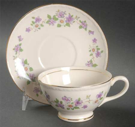 April Footed Cup & Saucer Set
