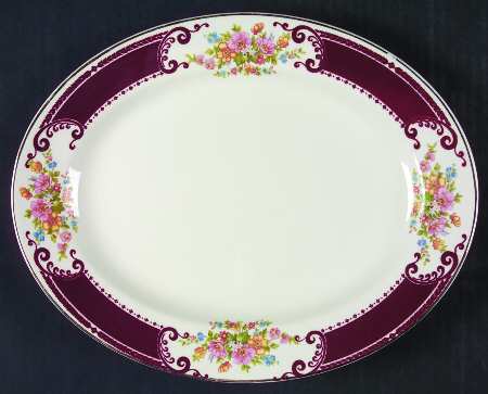 B1315 (Gold Trim) 11" Oval Serving Platter
